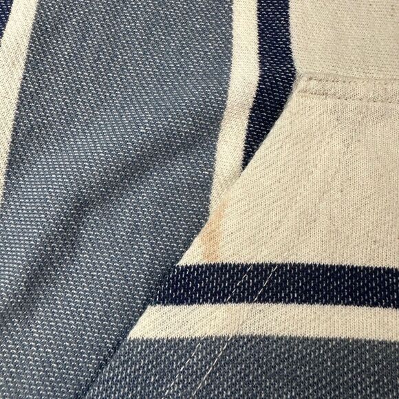 Hurley Baja Surf Hoodie Striped Pullover Blue White Kangaroo Pocket M - Picture 4 of 4